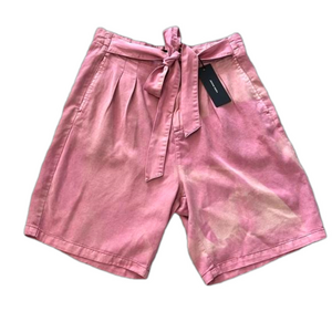 NWT 100% Lyocell High Waisted Shorts Blush Pink Tie Dye, Belted Waist, Size 6